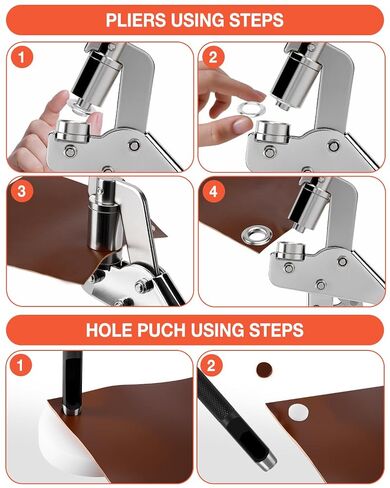 UCEC Heavy Duty Grommet Kit with 3/8" & 1/4" Eyelet Pliers, 400Pcs Magnetic Interchangeable Grommets Eyelets Set, Manual Hole Punch Tool for Fabric, Tarp, Canvas, Leather in Saudi Arabia