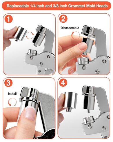UCEC Heavy Duty Grommet Kit with 3/8" & 1/4" Eyelet Pliers, 400Pcs Magnetic Interchangeable Grommets Eyelets Set, Manual Hole Punch Tool for Fabric, Tarp, Canvas, Leather in Saudi Arabia