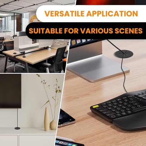 8Pcs Desk Grommet & 16Ft Cable Sleeve & 1Pcs Hole Saw, 50mm (2 Inch) Desk Cord Hole Cover Organizer Management Caps with Wire Management & Tie & Holder for Office, Home Table Cable in Saudi Arabia