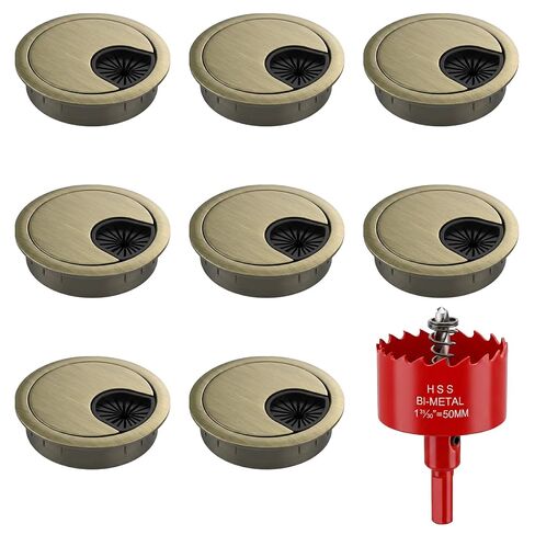 Covzoe 8 Pack 2 Inch Cable Grommet, Wire Hole Cover with Hole Saw, Metal Desk Grommet for Wire Organizer Home Office Table Wire Management, Bronze in Saudi Arabia
