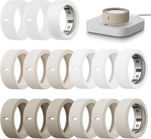 15 حزمة تغطية متوافقة مع حلقة Oura Gen 4/Gen 3 Horizon/Gen 3 Heritage ، علبة السيليكون المضادة للخلع للحامي الدائري للنساء للنساء الذين يعملون في صالة الألعاب الرياضية ، ودعم الشحن مع الغطاء على in Kuwait