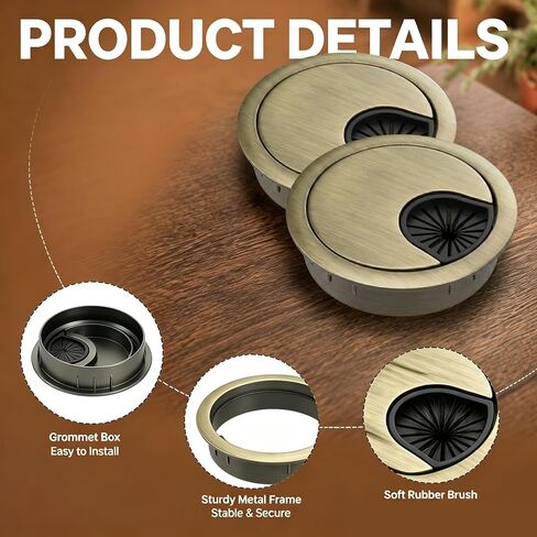Covzoe 8 Pack 2 Inch Cable Grommet, Wire Hole Cover with Hole Saw, Metal Desk Grommet for Wire Organizer Home Office Table Wire Management, Bronze in Saudi Arabia