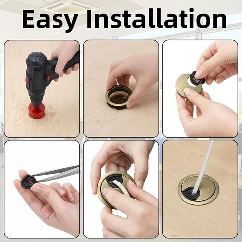Covzoe 8 Pack 2 Inch Cable Grommet, Wire Hole Cover with Hole Saw, Metal Desk Grommet for Wire Organizer Home Office Table Wire Management, Bronze in Saudi Arabia