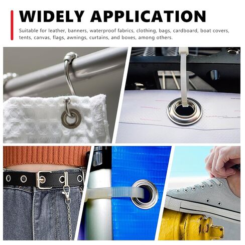 3/8" 1/4" Grommet Tool Kit for Fabric Tarp Leather with 500 Pairs Eyelets and Grommets-3/8" Heavy Duty Eyelet Tool with 1/4" Die, 500pairs Silver Metal Grommets, 6mm 11mm Hole Punch, Gasket in Saudi Arabia