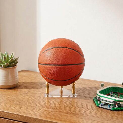 Basketball Display Stand, Football Display Stand with Gold Pegs and Rubber Feet Clear Acrylic Ball Holder for Basketball, Football, Soccer, Volleyball, Crystals and Rocks in Saudi Arabia
