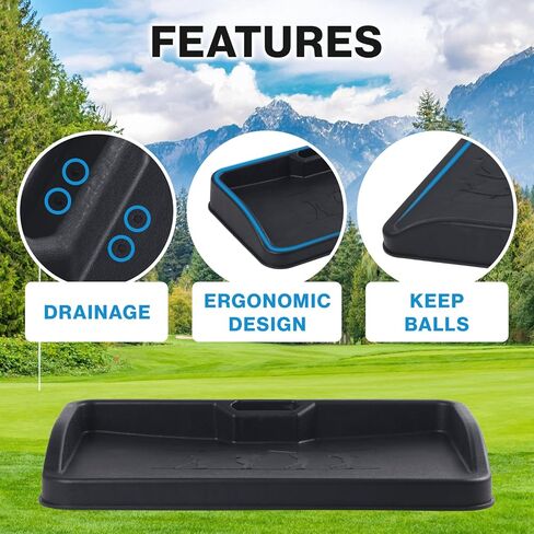 Japard Golf Ball Tray 100 Balls Holder for Practice Mat, 23.2" Wide Black | Built-In Phone Holder for Swing Recording Large Capacity for Simulator Practice Indoor Outdoor in Saudi Arabia