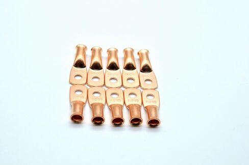10 عبوات من عروات الأسلاك النحاسية موصل طرفي لكابل البطارية شديد التحمل، عروات تجعيد نحاسية للطرف الدائري AWG 4 * 5/16 in Kuwait