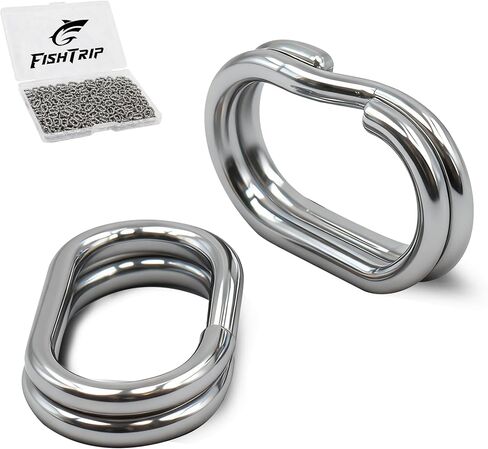 FishTrip Oval Double Split Rings - 304 Stainless Steel Heavy Duty Oval Connectors, Corrosion Resistant Terminal Tackle for Saltwater & Freshwater, 100Pcs 8 Sizes in Kuwait