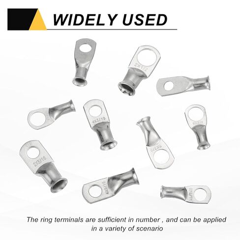 Generic 4pcs 4 AWG M6 Battery Lugs Ring Terminals, 1/4" 6mm Stud Crimp Wire Terminal Connector End Copper, 3:1 Heat Shrink Tubing, Silver in Kuwait
