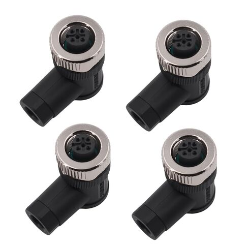 M12 Aviation Connector,4 pcs 4-Pin Female Right Angle Socket Panel A Code Field Wireable IP67 Waterproof Industrial Circular Connector in Kuwait