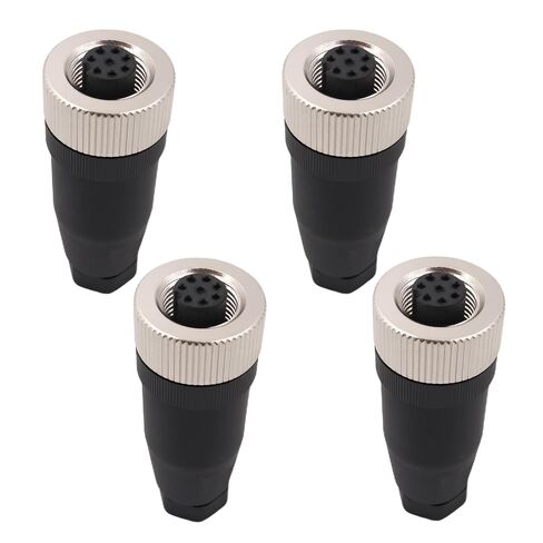 M12 Aviation Connector,4 pcs 4-Pin Female Right Angle Socket Panel A Code Field Wireable IP67 Waterproof Industrial Circular Connector in Kuwait