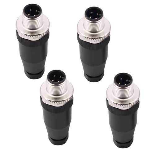 M12 Aviation Connector,4 pcs 4-Pin Female Right Angle Socket Panel A Code Field Wireable IP67 Waterproof Industrial Circular Connector in Kuwait