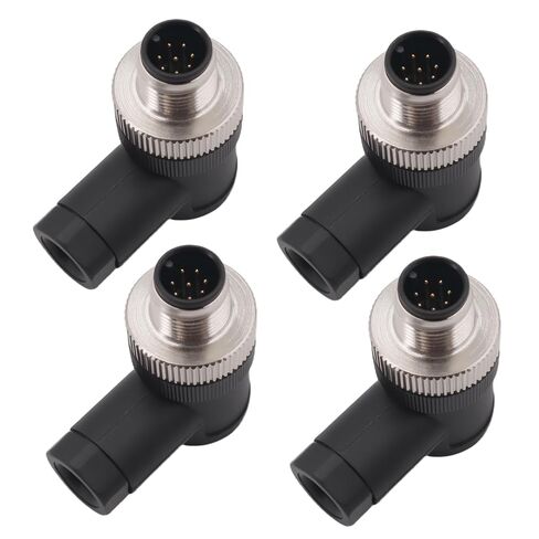 M12 Aviation Connector,4 pcs 4-Pin Female Right Angle Socket Panel A Code Field Wireable IP67 Waterproof Industrial Circular Connector in Kuwait