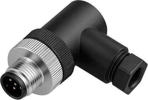 IP67 مقاوم للماء M12 A-Code 5 دبوس موصل أنثى بزاوية قائمة، قابس توصيل قطع الطيران الدائري الصناعي 12 مم، موصل سلك كهربائي بمستشعر سلكي ميداني، حزمة واحدة in Kuwait
