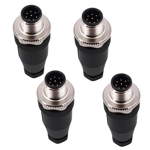 M12 Aviation Connector,4 pcs 4-Pin Female Right Angle Socket Panel A Code Field Wireable IP67 Waterproof Industrial Circular Connector in Kuwait