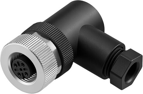 IP67 مقاوم للماء M12 A-Code 5 دبوس موصل أنثى بزاوية قائمة، قابس توصيل قطع الطيران الدائري الصناعي 12 مم، موصل سلك كهربائي بمستشعر سلكي ميداني، حزمة واحدة in Kuwait