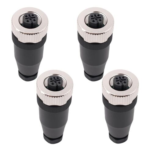M12 Aviation Connector,4 pcs 4-Pin Female Right Angle Socket Panel A Code Field Wireable IP67 Waterproof Industrial Circular Connector in Kuwait