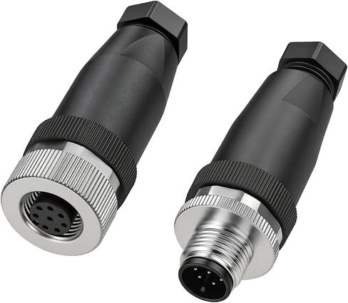 IP67 مقاوم للماء M12 A-Code 5 دبوس موصل أنثى بزاوية قائمة، قابس توصيل قطع الطيران الدائري الصناعي 12 مم، موصل سلك كهربائي بمستشعر سلكي ميداني، حزمة واحدة in Kuwait