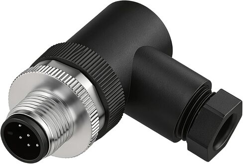 IP67 مقاوم للماء M12 A-Code 5 دبوس موصل أنثى بزاوية قائمة، قابس توصيل قطع الطيران الدائري الصناعي 12 مم، موصل سلك كهربائي بمستشعر سلكي ميداني، حزمة واحدة in Kuwait