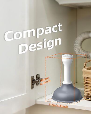 مكبس تصريف صغير من MR.SIGA، مكبس تصريف بالوعة مع شفط قوي، تصميم مضغوط، مكبس صغير قوي لأحواض الحمام، أحواض المطبخ، أحواض الاستحمام، مصارف الدش، الطول 6.3 بوصة (16 سم)، أبيض ورمادي in Kuwait