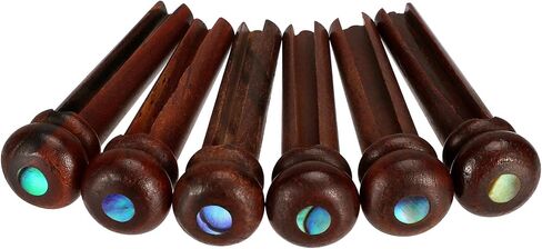 6Pcs Rosewood Guitar Bridge Pins with Abalone Dot Inlays, Slotted String Pegs for Acoustic Guitar (Red Brown) in Kuwait