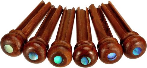 6Pcs Rosewood Guitar Bridge Pins with Abalone Dot Inlays, Slotted String Pegs for Acoustic Guitar (Red Brown) in Kuwait