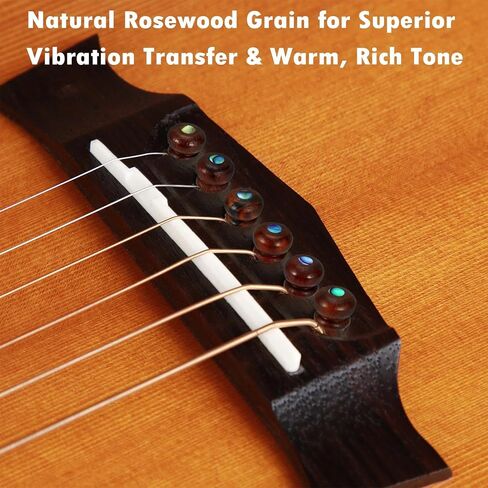 6Pcs Rosewood Guitar Bridge Pins with Abalone Dot Inlays, Slotted String Pegs for Acoustic Guitar (Red Brown) in Kuwait