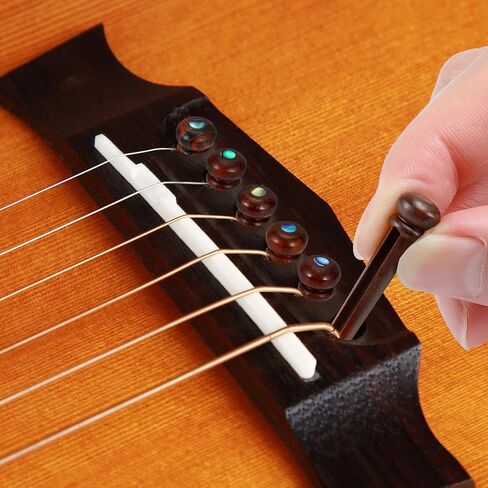 6Pcs Rosewood Guitar Bridge Pins with Abalone Dot Inlays, Slotted String Pegs for Acoustic Guitar (Red Brown) in Kuwait