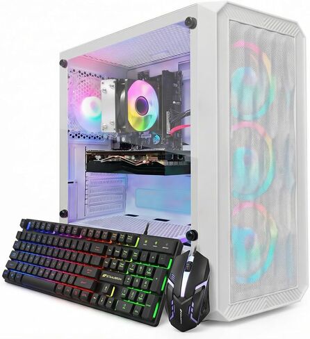 STGaubron Gaming PC Computer سطح مكتب ، Intel Core i7 8th Gen حتى 4.1G ، Radeon RX 580 8G ، 16G DDR4 ، 512G SSD ، WiFi 6 ، BT 5.2 ، RGB Fan X6 ، Windows 11 Home in Kuwait