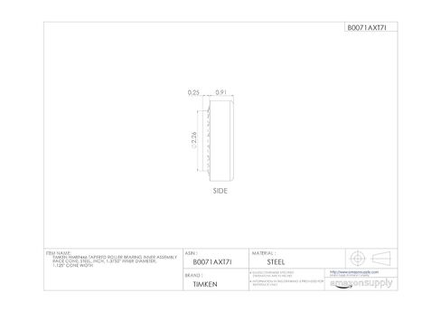 Timken HM89446 مخروط تجميع السباق الداخلي بمحمل أسطواني مدبب، فولاذ، بوصة، القطر الداخلي 1.3750 بوصة، عرض المخروط 1.125 بوصة in Kuwait