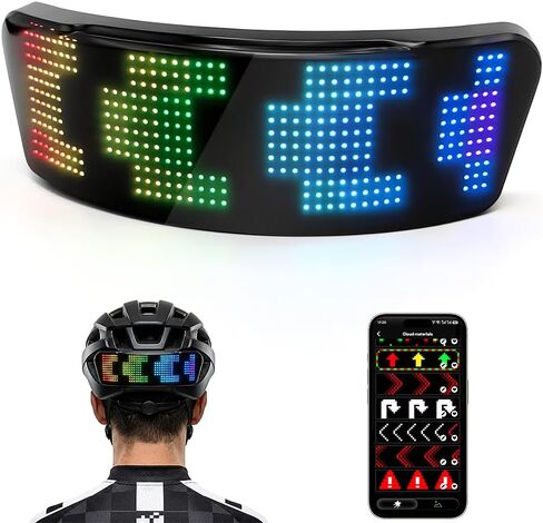 ضوء خوذة LED ذكي مع التحكم في التطبيق - مصباح خلفي لخوذة الدراجات النارية وركوب الدراجات 4 في 1 مع عداد السرعة التلقائي، وإشارات الانعطاف، وضوء الفرامل وشاشة قابلة للبرمجة - مصابيح LED RGB عالية الدقة، مقاومة للماء in Kuwait