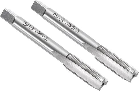uxcell 2pcs Straight Flute Thread Tap, 1/8-27 NPS Screw Threading Tapping Tool Thread Milling Machine Taps, High-Speed Steel 6542 (HSS 6542) in Kuwait