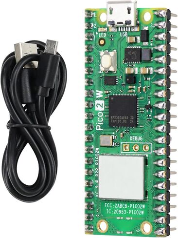 لوحة Pico 2 W مع رؤوس ملحومة مسبقًا، Cortex-M33 ثنائي النواة ووحدة تحكم دقيقة RISC-V، 2.4 جيجا هرتز 802.11n WiFi وBluetooth 5.2، فلاش 4 ميجا بايت، لوحة تطوير SRAM 520 كيلو بايت in Kuwait