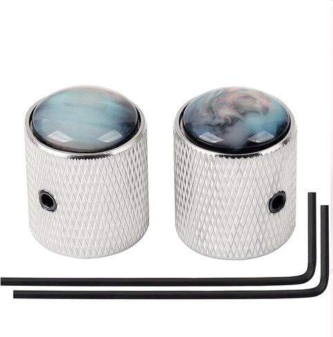 Banworks Metal Guitar Bass Control Knobs Metric 6 mm Speed Knob Dome White Shell Top Knobs Hat for Squier Telecaster Tele Super Strat ST Electric Guitars Bass Pack of 2 JT/XN-17 Black in Kuwait