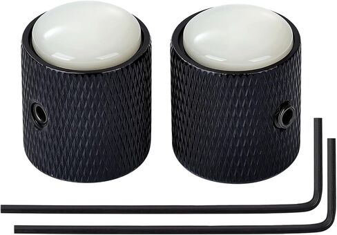 Banworks Metal Guitar Bass Control Knobs Metric 6 mm Speed Knob Dome White Shell Top Knobs Hat for Squier Telecaster Tele Super Strat ST Electric Guitars Bass Pack of 2 JT/XN-17 Black in Kuwait