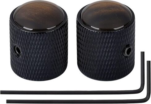 Banworks Metal Guitar Bass Control Knobs Metric 6 mm Speed Knob Dome White Shell Top Knobs Hat for Squier Telecaster Tele Super Strat ST Electric Guitars Bass Pack of 2 JT/XN-17 Black in Kuwait