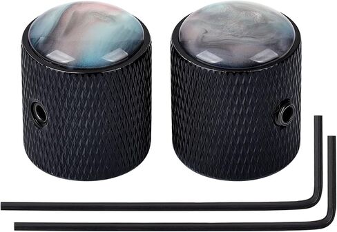 Banworks Metal Guitar Bass Control Knobs Metric 6 mm Speed Knob Dome White Shell Top Knobs Hat for Squier Telecaster Tele Super Strat ST Electric Guitars Bass Pack of 2 JT/XN-17 Black in Kuwait