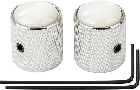 Banworks Metal Guitar Bass Control Knobs Metric 6 mm Speed Knob Dome White Shell Top Knobs Hat for Squier Telecaster Tele Super Strat ST Electric Guitars Bass Pack of 2 JT/XN-17 Black in Kuwait