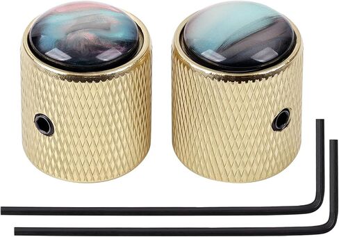 Banworks Metal Guitar Bass Control Knobs Metric 6 mm Speed Knob Dome White Shell Top Knobs Hat for Squier Telecaster Tele Super Strat ST Electric Guitars Bass Pack of 2 JT/XN-17 Black in Kuwait