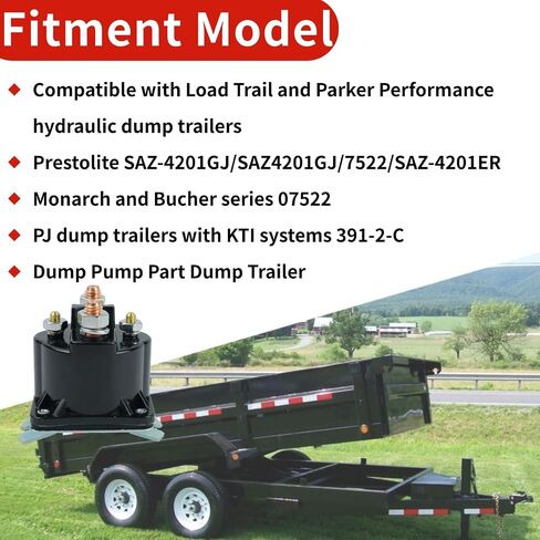 Dump Trailer Solenoid 12V Compatible with Monarch Bucher 07522 Kit, 4 Terminal 100 Amp Intermittent Duty Solenoid Relay for 391-2-C 190107 070009 SAZ-4201GJ SAZ4201GJ 7522 SAZ-4201ER in Kuwait