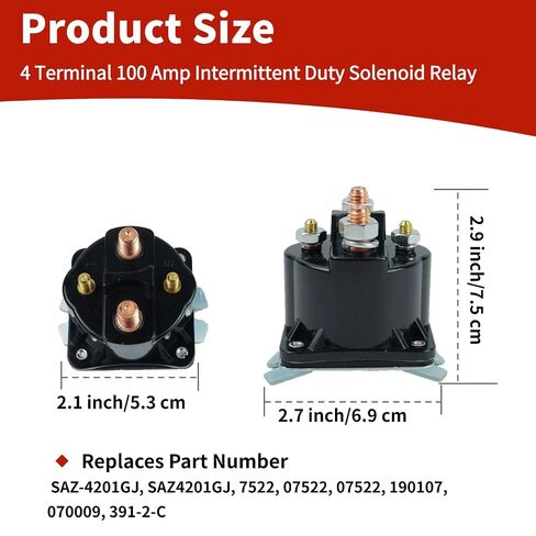 Dump Trailer Solenoid 12V Compatible with Monarch Bucher 07522 Kit, 4 Terminal 100 Amp Intermittent Duty Solenoid Relay for 391-2-C 190107 070009 SAZ-4201GJ SAZ4201GJ 7522 SAZ-4201ER in Kuwait