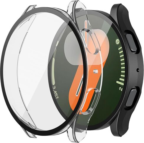 Misxi 2-pack pc case مع حامي شاشة زجاجي مقسى لـ Samsung Galaxy Watch 8 44 ملم ، حماية شاملة غلاف مقاوم للانزلاق لـ Galaxy Watch8 ، Black in Kuwait