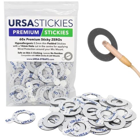 دوائر لاصقة ممتازة من URSA لميكروفونات Lavalier، 60 حزمة، ملصقات رقيقة مبطنة 24 مم لتركيب الميكروفون السري، لاصق مضاد للحساسية، يقلل من ضوضاء الملابس in Kuwait