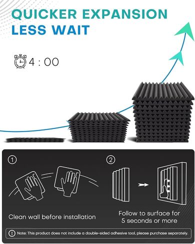 52 Pack Acoustic Foam Panels, 1 X 12 X 12 Inches Sound Proof Foam Panels for Walls, High Density Acoustic Panels Sound Absorbing, Black White Noise Cancelling Studio Wedges (NOT INCLUDE ADHESIVE) in Kuwait