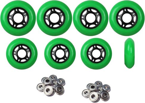 Player's Choice Outdoor Inline Skate Wheels 89a 8-Pack with ABEC 9 Bearings - Choose Size and Color - Outside Formula for Concrete and Asphalt Skating in Kuwait