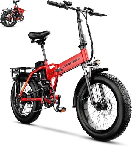 دراجة كهربائية قابلة للطي Cybervelo 750 وات، 48 فولت 20.8 أمبير/50 أمبير، دراجة إلكترونية كبيرة ببطارية قابلة للإزالة، نطاق أقصى 80 ميل، دراجة كهربائية بإطار عريض 20 بوصة للبالغين، دراجات كهربائية للبالغين للتنقل in Kuwait
