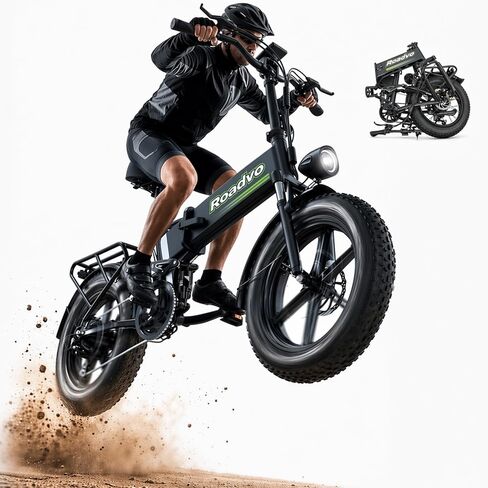 Roadvo 20x4.0 Fat Tire Electric Bike for Adults Commute | 48V/13Ah Removable Battery,UL Certified,Foldable,50 Miles,20MPH,1500W Peak Motor, Dual Disc Brakes, LCD,7-Speed & Suspension in Kuwait