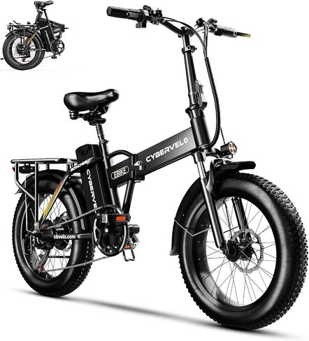 دراجة كهربائية قابلة للطي Cybervelo 750 وات، 48 فولت 20.8 أمبير/50 أمبير، دراجة إلكترونية كبيرة ببطارية قابلة للإزالة، نطاق أقصى 80 ميل، دراجة كهربائية بإطار عريض 20 بوصة للبالغين، دراجات كهربائية للبالغين للتنقل in Kuwait