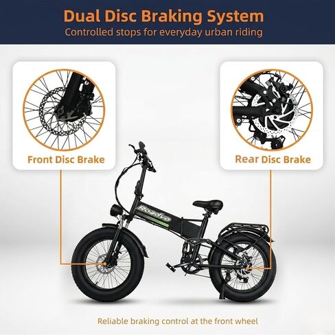 Roadvo 20x4.0 Fat Tire Electric Bike for Adults Commute | 48V/13Ah Removable Battery,UL Certified,Foldable,50 Miles,20MPH,1500W Peak Motor, Dual Disc Brakes, LCD,7-Speed & Suspension in Kuwait
