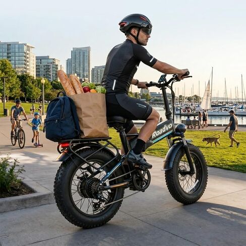 Roadvo 20x4.0 Fat Tire Electric Bike for Adults Commute | 48V/13Ah Removable Battery,UL Certified,Foldable,50 Miles,20MPH,1500W Peak Motor, Dual Disc Brakes, LCD,7-Speed & Suspension in Kuwait